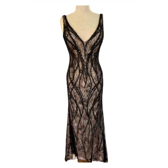 NEW ALBERTO MAKALI side draped beaded gown in black - Picture 1 of 3